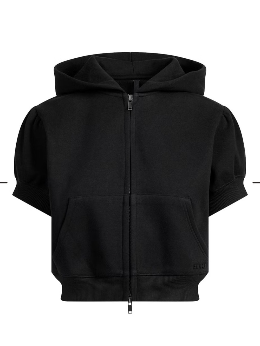 NWT 3X SKIMS BUBBLE SLEEVE CROPPED ZIP UP IN BLACK - Picture 4 of 8